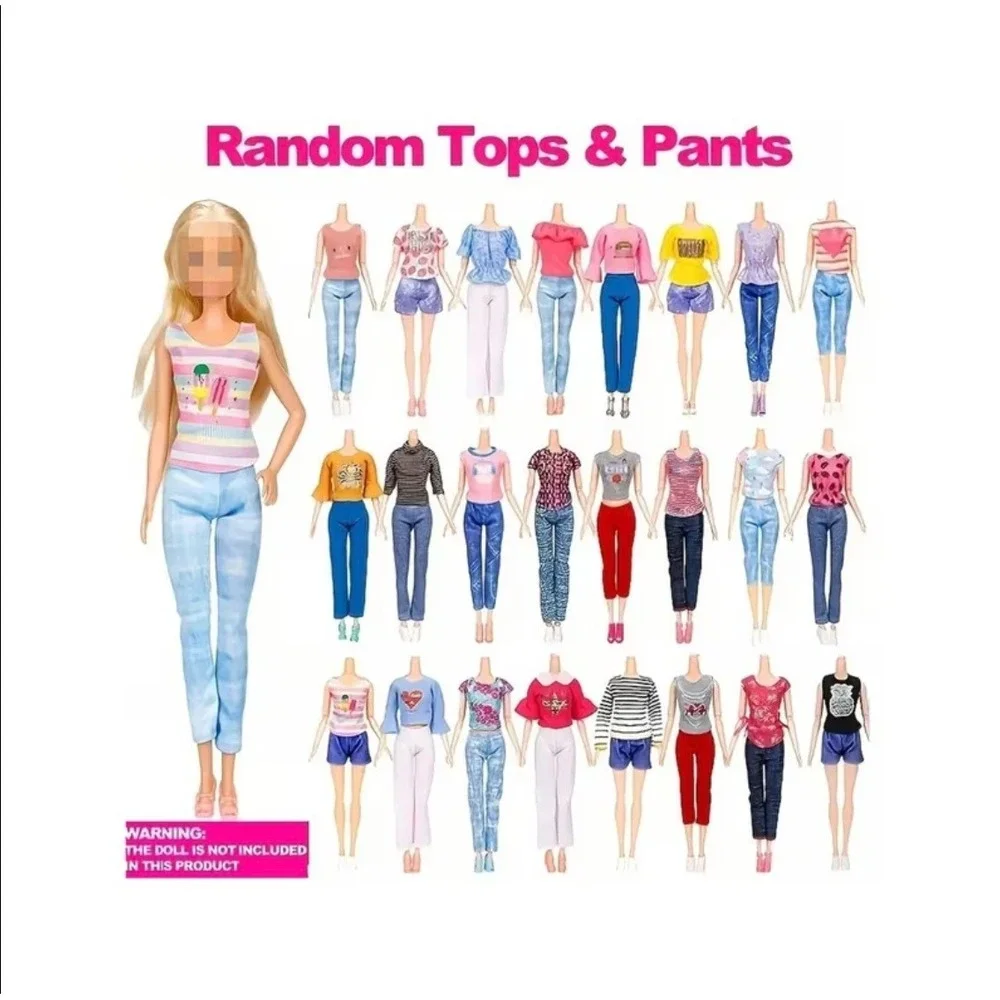 47 Piece Set Fashion Doll Clothing Barbie Style Outfits Accessories Dress Up Lot